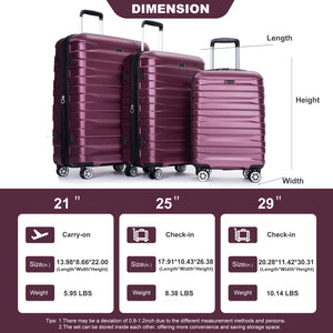 3 Piece Luggage Sets Lightweight & Durable Expandable Suitcase With Two Hooks