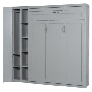 Murphy Wall Bed With Shelves, Wardrobe And LED Lights