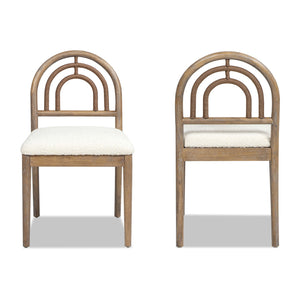 Leon - Arched Back & Upholstered Dining Chair (Set of 2) - Ivory White