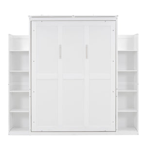 Wall Murphy Bed With Shelves And LED Lights