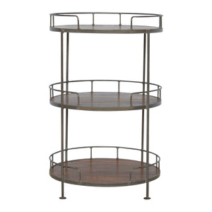 Industrial Round Butler Tray Table - Chestnut