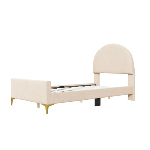 Upholstered Platform Bed With Classic Semi-Circle Shaped Headboard