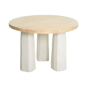 Decorative Dining Table With Wooden Top And Magnesium Base - Brown White