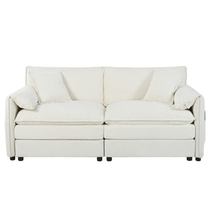 Modern Oversized Chenille Loveseat Sofa With Deep Seat And Diy Combination