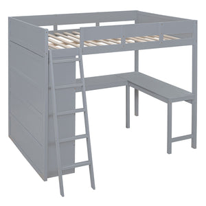 Modern Loft Bed With Desk And Shelves