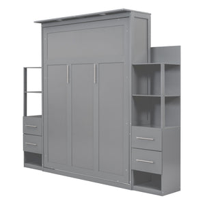 Murphy Wall Bed With Shelves, Drawers And LED Lights