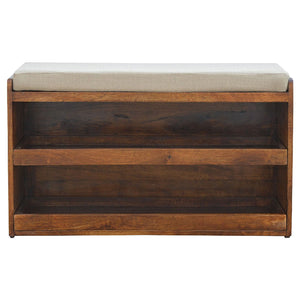 Pull Out Shoe Bench - Chestnut / Mud Linen