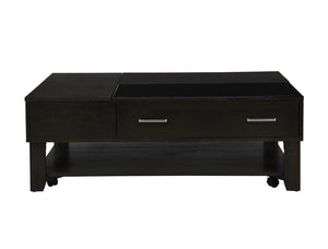 Bruno - Wooden Table With Tempered Glass Top And Drawer