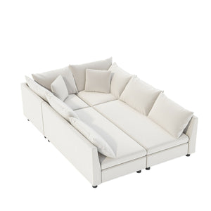 Modular Sectional Bed Couch Set With Pillows Free Combination, Minimalist Style Oversized 6 Seat Convertible Sofa