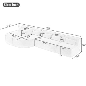 Upholstered Sofa Free Combined Sofa Couch With 2 Chaise Lounge And Five Back Pillows For Living Room