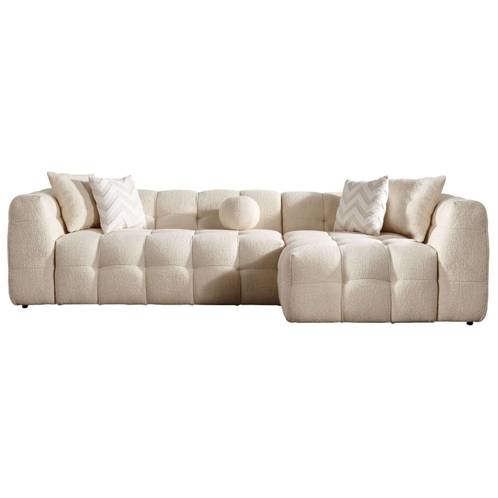 Alana - Tufted Right Sectional Sofa - Ivory