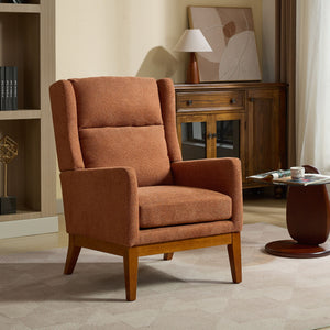 Wide Modern Accent Chair With Wood Legs For Living Room