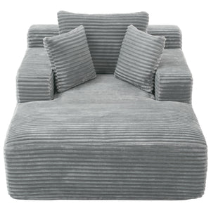 Modern Full Compressed Chaise Lounge Sofa Bed With Removable Pillows, Upholstered - Gray