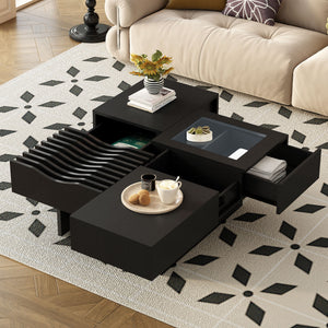 Unique Square Coffee Table With 3 Drawers