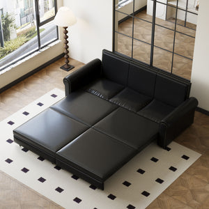 Pull Out Sofa Bed 3 In 1 Velvet Convertible Sleeper Sofa With Nailhead Trim & Rolled Arm, Multi Functional