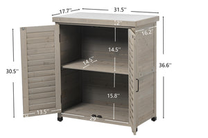 Potting Bench With Storage Cabinet And Metal Table Top For Outdoor