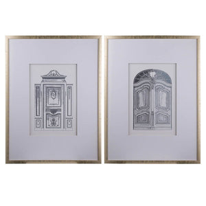 Fake Pencil Architectual Wall Art, Wall Decor Accent (Set of 2) - Silver