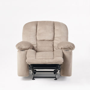 Luxurious Manual Recliner Chair With Skin-Friendly Fabric And Dual Cup Holders