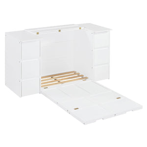 Murphy Bed With Drawers, Cabinets, And USB Ports