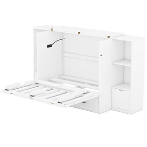 Murphy Bed With Shelves, Drawers And USB Ports