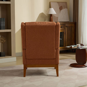 Wide Modern Accent Chair With Wood Legs For Living Room