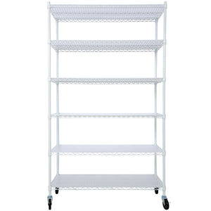 6 Tier 6000Lbs Capacity Nsf Metal Shelf Wire Shelving Unit, Heavy Duty Adjustable Storage Rack With Wheels & Shelf Liners For Commercial Grade Utility Steel Storage Rack