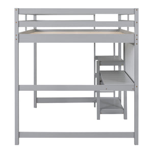 Loft Bed With Shelves, Desk And Writing Board