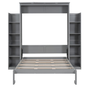 Wall Murphy Bed With Shelves And LED Lights