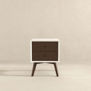 Caroline - Mid-Century Modern Style White Night Stand 2 Drawer
