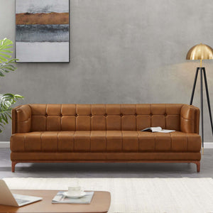 Mara - Tufted Sofa - Cognac / Tan