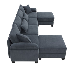 Wide Seat Modular Sectional Bed Sleeper Couch Set With Armrest Pillow 6 Seat, Free Combination Sofa With Ottomans Oversized