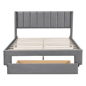 Storage Elegant Upholstered Platform Bed With Drawer