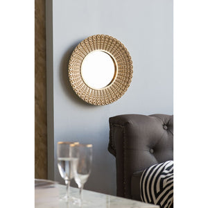 Beaded - Sunburst Mirror, Round Accent Wall Mirror For Living Room - Gold