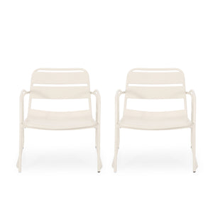 Outdoor Accent Chair With Metal Frame - White