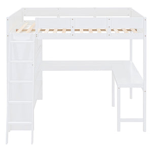 Modern Loft Bed With Desk And Shelves