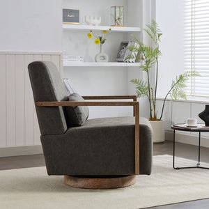 Swivel Modern Upholstered Accent Chair With Armrests