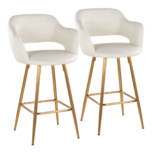 Margarite - Contemporary Fixed Height Counter Stool With Footrest (Set of 2) With Square