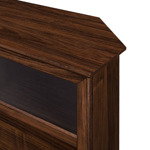Modern Angled Side Fireplace Corner TV Stand - Dark Walnut