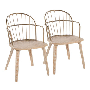 Riley - Farmhouse Arm Chair (Set of 2) - White Washed / Antique Copper