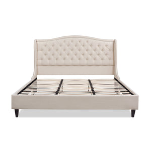 Coverley - King Tufted Shelter Platform Bed - Sky Neutral Beige