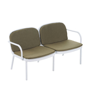 Luna - Outdoor Patio Loveseat - White / Green