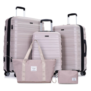 Luggage Set Of 5 Pieces, Expandable Hard Pc Luggage Set With Tsa Lock For Rotating Wheels