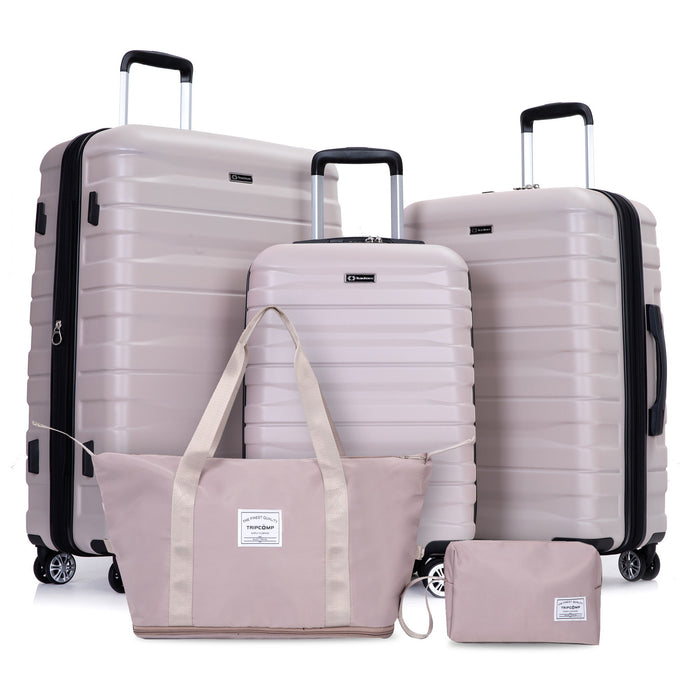 Luggage Set Of 5 Pieces, Expandable Hard Pc Luggage Set With Tsa Lock For Rotating Wheels