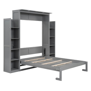 Wall Murphy Bed With Shelves And LED Lights