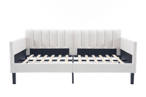 Elena - Boucle Upholstered Daybed, Ribbed Tufted Backrest