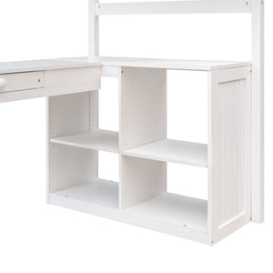 Loft Bed With Drawers, Cabinet, Shelves With Desk