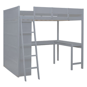 Modern Loft Bed With Desk And Shelves