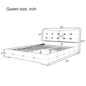 Queen Bed Modern Upholstered With Ergonomic Wingback Headboard, No Box Spring Needed - Black