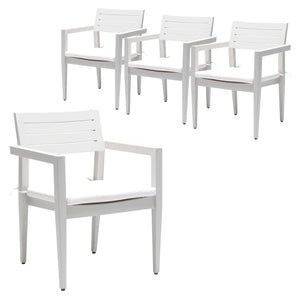 Outdoor Patio Aluminum Stationary Dining Chairs With Outdoor-Grade Sunbrella Fabric Cushions, Tapered Feet (Set of 4)