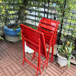 3 Piece Patio Bistro Set Of Foldable Square Table And Chairs
